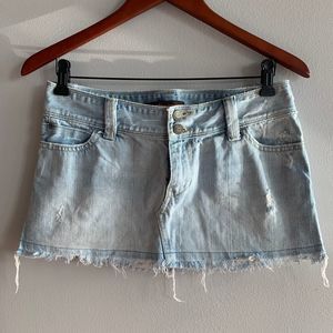 Hollister Jean Light Wash Distressed Mini Skirt